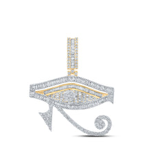  10k Yellow Gold Mens Baguette Diamond Eye of Horus Charm Pendant 3 Cttw