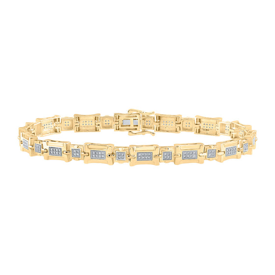 10k Yellow Gold Mens Round Diamond Link Bracelet 1/2 Cttw