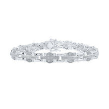  10k White Gold Mens Round Diamond Link Bracelet 1 Cttw
