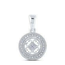  10k White Gold Womens Round Diamond Circle Pendant 1/10 Cttw