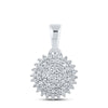 10k White Gold Womens Round Diamond Cluster Pendant 1/5 Cttw