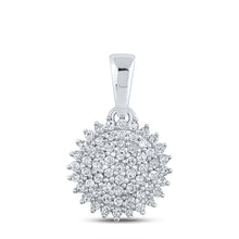  10k White Gold Womens Round Diamond Cluster Pendant 1/5 Cttw