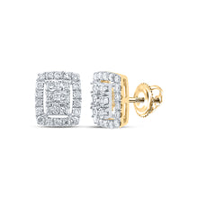  10k Yellow Gold Womens Round Diamond Cluster Earrings 3/8 Cttw