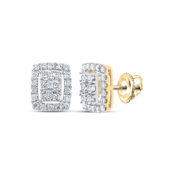 10k Yellow Gold Womens Round Diamond Cluster Earrings 3/8 Cttw