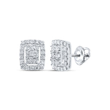  10k White Gold Womens Round Diamond Frame Cluster Earrings 3/8 Cttw