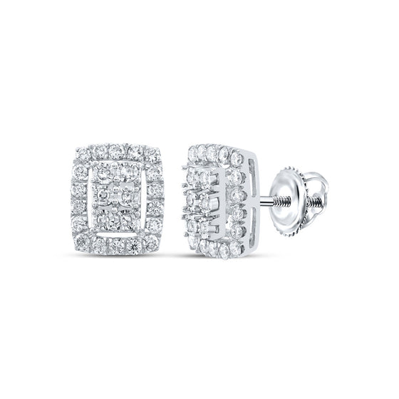 10k White Gold Womens Round Diamond Frame Cluster Earrings 3/8 Cttw
