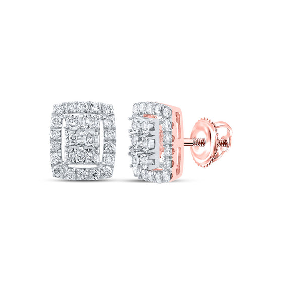 10k Rose Gold Womens Round Diamond Frame Cluster Earrings 3/8 Cttw