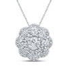 10k White Gold Womens Round Diamond Cluster Pendant 1/2 Cttw