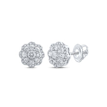  10k White Gold Womens Round Diamond Cluster Earrings 1/2 Cttw