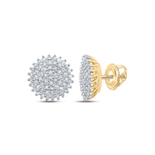  10k Yellow Gold Womens Round Diamond Cluster Earrings 3/8 Cttw