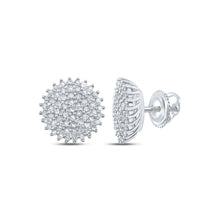  10k White Gold Womens Round Diamond Cluster Earrings 3/8 Cttw