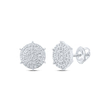  10k White Gold Womens Round Diamond Cluster Earrings 1/5 Cttw