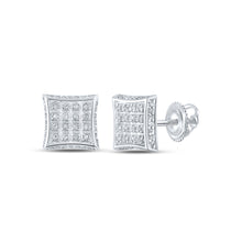  10k White Gold Womens Round Diamond Square Earrings 1/4 Cttw