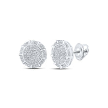  10k White Gold Womens Round Diamond Circle Earrings 1/3 Cttw