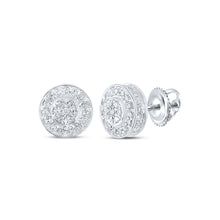 10k White Gold Womens Round Diamond Cluster Earrings 1/4 Cttw
