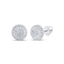  10k White Gold Womens Round Diamond Cluster Earrings 1/3 Cttw