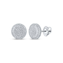 10k White Gold Womens Round Diamond Circle Earrings 1/2 Cttw