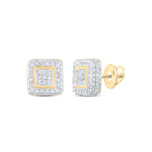  10k Yellow Gold Womens Round Diamond Square Earrings 1/2 Cttw