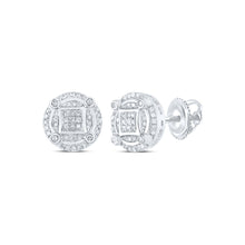  10k White Gold Womens Round Diamond Cluster Earrings 1/4 Cttw