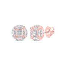  10k Rose Gold Womens Round Diamond Cluster Earrings 1/4 Cttw
