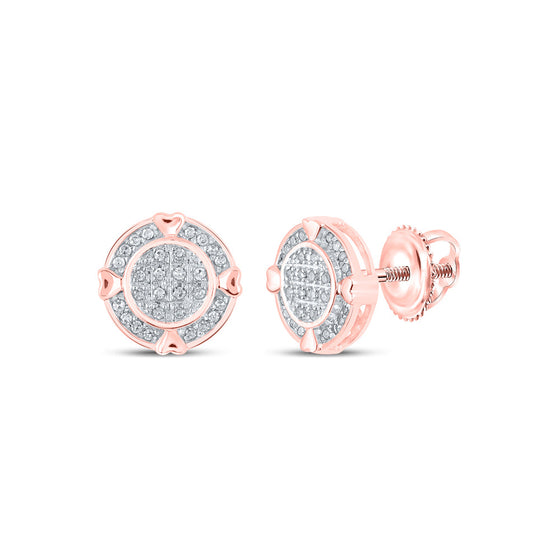 10k Rose Gold Womens Round Diamond Circle Earrings 1/6 Cttw