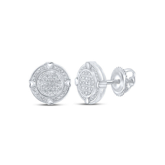 10k White Gold Womens Round Diamond Circle Earrings 1/4 Cttw