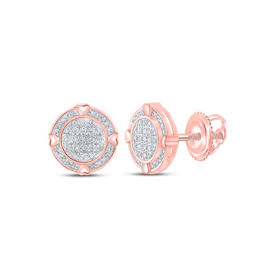 10k Rose Gold Womens Round Diamond Circle Earrings 1/4 Cttw
