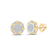  10k Yellow Gold Womens Round Diamond Cluster Earrings 1/5 Cttw