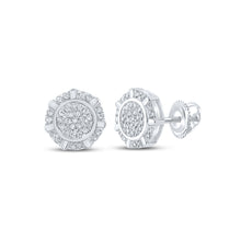  10k White Gold Womens Round Diamond Cluster Earrings 1/5 Cttw