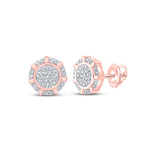  10k Rose Gold Womens Round Diamond Cluster Earrings 1/5 Cttw