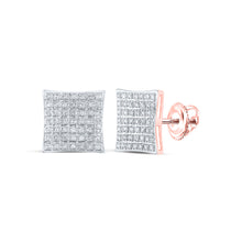  10k Rose Gold Womens Round Diamond Square Earrings 1/4 Cttw