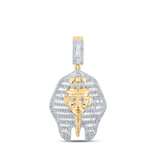  10k Yellow Gold Mens Round Diamond Pharaoh Charm Pendant 1-1/4 Cttw