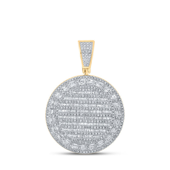 10k Yellow Gold Mens Baguette Diamond Circle Charm Pendant 2 Cttw