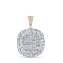  10k Yellow Gold Mens Baguette Diamond Square Charm Pendant 2 Cttw