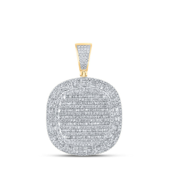 10k Yellow Gold Mens Baguette Diamond Square Charm Pendant 2 Cttw