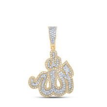  10k Yellow Gold Mens Round Diamond Allah Islam Charm Pendant 3/4 Cttw