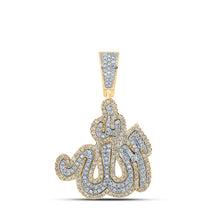  10k Yellow Gold Mens Round Diamond Allah Islam Charm Pendant 1-1/2 Cttw
