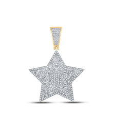  10k Yellow Gold Mens Baguette Diamond Star Charm Pendant 1-1/5 Cttw