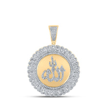  10k Yellow Gold Mens Round Diamond Allah Islam Charm Pendant 1-1/3 Cttw