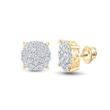  10k Yellow Gold Womens Round Diamond Cluster Earrings 1-1/2 Cttw