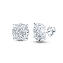  10k White Gold Womens Round Diamond Cluster Earrings 1-1/2 Cttw