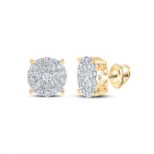  14k Yellow Gold Womens Round Diamond Cluster Earrings 2 Cttw