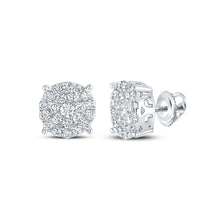  14k White Gold Womens Round Diamond Cluster Earrings 2 Cttw
