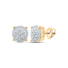  10k Yellow Gold Womens Round Diamond Cluster Earrings 1/4 Cttw