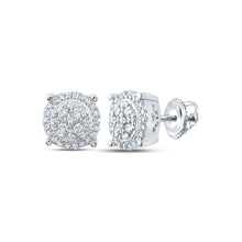 10k White Gold Womens Round Diamond Cluster Earrings 1/4 Cttw