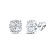  10k White Gold Womens Round Diamond Cluster Earrings 1/2 Cttw