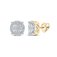  10k Yellow Gold Womens Round Diamond Cluster Earrings 3/4 Cttw