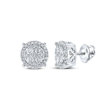  10k White Gold Womens Round Diamond Cluster Earrings 3/4 Cttw