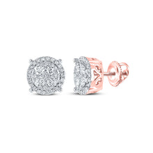  10k Rose Gold Womens Round Diamond Cluster Earrings 3/4 Cttw