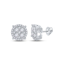  10k White Gold Womens Round Diamond Cluster Earrings 1 Cttw
